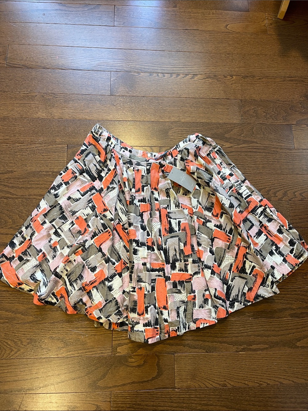 Anthropologie Brushstroke Circle Skirt in Coral, Black & lavender